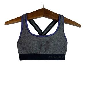 Under Armour Gray Padded Workout Racerback Sports Bra Size XS Compression
